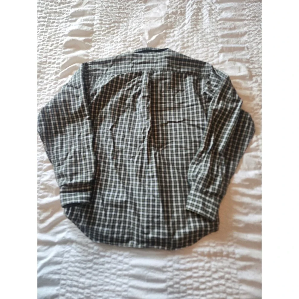 Ralph Lauren Kids Green Plaid Long Sleeve Button Down Shirt Size Medium M Cotton